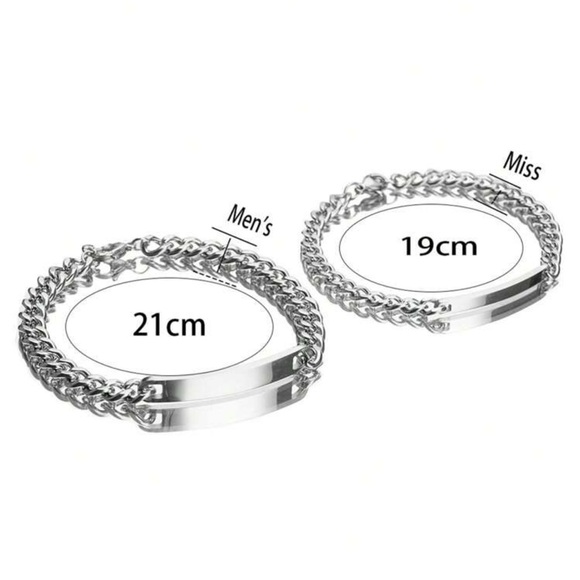 2pcs Set Simple Titanium Steel Engraved I Love You More\ I Love You Most Couple - Picture 2 of 5